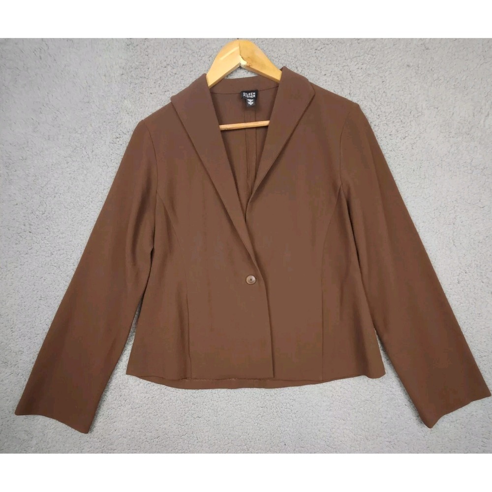 Eileen Fisher Crepe Blazer Womens‎ Small Crepe Brown Lightweight Jacket